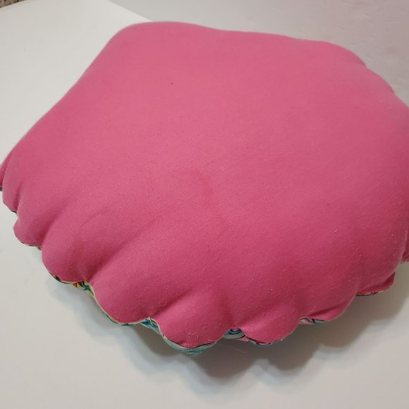 Embroidered Shell Throw Pillow, CBK, Coastal Beach Decor, Seahorse, Pink Cotton - Picture 6 of 8